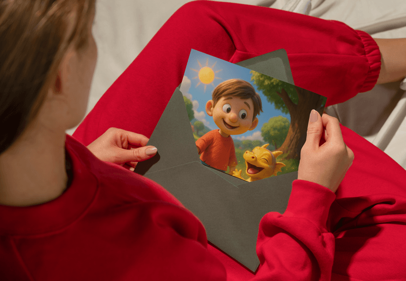 Enfant tenant une illustration magique