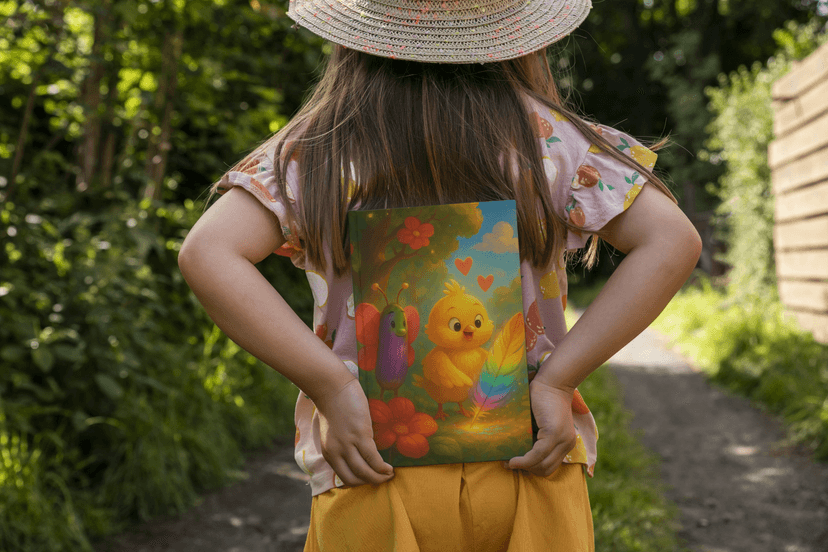Petite fille tenant son livre illustré